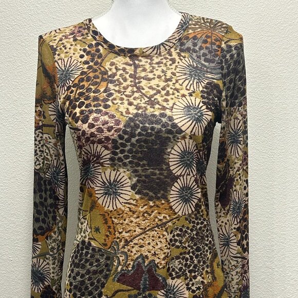 Karen Kane Tops - Karen Kane long sleeve sheer brown multi floral tunic, large